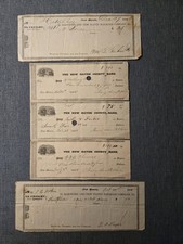 5 Antique 1840s CT Documents: New Haven Bank Checks & Railroad Freight Receipts picture