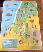 Reader’s Digest Pictorial Map of the Holy Land Foldout Poster Map Illustrated picture