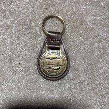 Piedmont Airlines 40th Anniversary Leather & Brass Key Chain In Bag NOS picture