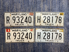 Vintage Maryland Truck License Plate Tags 1982 1987 Lot of 4 picture