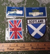 UK Scotland & Union Jack Souvenir Embroidered Patches Lot of 2 - NEW  picture