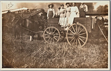 Vintage J I Case Threshing Machine Co RPPC Postcard Agriculture Harvesting Wagon picture