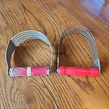 2 Vtg ANDROCK / EKCO Wire PASTRY BLENDER Dough Cutter w/Red Bakelite Handle picture