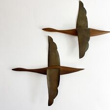 2 Vintage Duck Geese Wall Hanging Mid-Century Modern MCM Wood and Metal picture