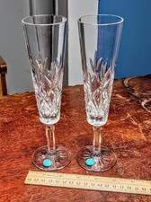 PAIR Tiffany & Co Sybil Crystal Champagne Flutes Unused Condition With Labels picture