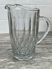 Vintage ANCHOR HOCKING Crown Point Cut Clear GlassPitcher MCM picture