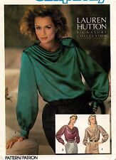 1980's VTG  Simplicity Draped Blouses Lauren Hutton Pattern 6647  Size 10 picture
