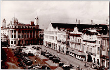 Asia Singapore Empress Place Raffles Square Rickshaws Crowd RPPC 1910 Postcard picture