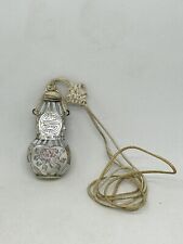 Vintage Chinese Carved Mother of Pearl Snuff Bottle Necklace with Lid ~ RARE picture