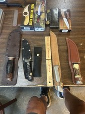 Knives VINTAGE (11) Fixed Bade - Buck 3blade. Some Great Shape Some Not Used/New picture