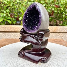 2.62LB  High quality Natural Amethyst geode quartz crystal Dinosaur egg healing picture