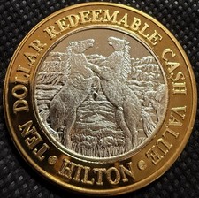 ⭐️RENO HILTON HOTEL & CASINO RARE Limited Edition 999% .6 Oz Pure Silver Strike picture