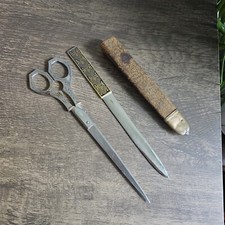 Graef & Schmidt Scissors and Letter Opener Case Inlay Antique Victorian Germany picture