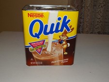 Vintage 1980s 1990 Nestle Quik TinContainer Canister 32 Oz Bunny Yummies Contest picture