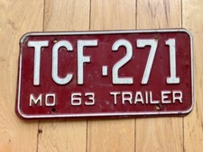 1963 Missouri Trailer License Plate picture