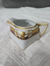 Nippon Porcelain Cream Pitcher, Heavy Gilded Floral Art, Hand Painted, Antique picture