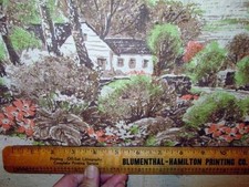 Vintage Cotton Fall Foilage Country Cottage Woods ECRU BTY By the Yard 45w 11 yd picture