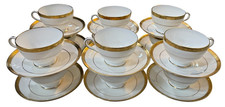 MINTON BONE CHINA ENGLAND WINCHESTER PATTERN FOOTED CUPS & SAUCERS SET OF 12 picture