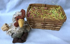COLLECTIBLE  The Ganz Cottage Omelette Chicken w/Fresh Eggs in Basket Vtg (A1) picture