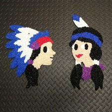 HTF Vtg Melted Plastic Popcorn Decoration Native American Indian Boy & Girl picture