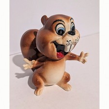 Vintage Ceramic Squirrel Figurine Anthropomorphic Big Grin Kitsch 5 Inch picture