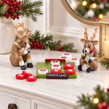 Reindeer Games Tic Tac Toe Board Christmas Tabletop Figurines Decor Discontinued picture