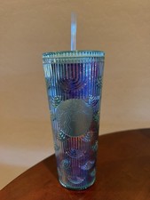 New 2022 Starbucks Mermaid Iridescent Rainbow Clear 24 Oz Tumbler Cup picture