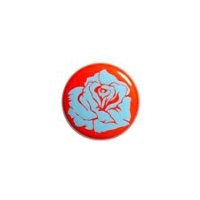 Cool Blue Rose Button Cute Pretty Backpack Jacket Pin Badge Blue On Red 1