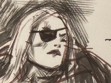 Original Pen and Paint Painting by Ashley Wood on Paper - 8.5 x 11 - Ms. Doomed picture