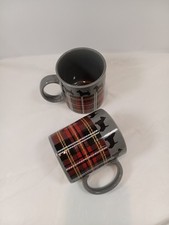 2 Plaid Scotty Mugs, Scottish Terrier Mugs, Scottie Dog Mugs picture