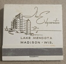 The Edgewater Lake Mendota Madison Wisconsin Vtg Unused Matchbook W3 picture