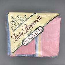 VTG Mip Lady Pepperell 4 Pc Full Sheet Set Parfait Rainbow striped pastel Retro picture