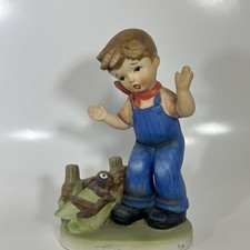 Goebel Hummel Retreat to Safety 201 Boy Fence Frog Figurine W Germany. 5.5” H. picture