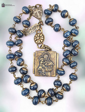 St Anthony Miracles Chaplet -Bronze Heirloom -Blue Jade 40 Beads picture