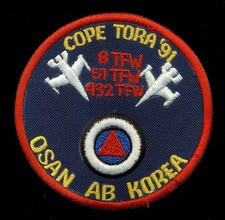 USAF Cope Tora Osan 1991 8th 51st 432nd Tactical Fighter Wing Patch S-24 picture