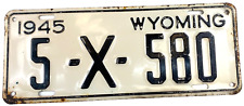 Wyoming 1945 License Plate Vintage Trailer Tag Albany Co Cave Collectors Decor picture
