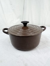 Vtg Le Creuset Cast Iron Brown Enamel Dutch Oven 2qt “B” Pot w Lid 7.25