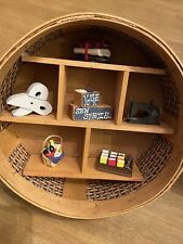 Unique Woven Baskets Wall Hanging Shelf display Vintage Sewing Supplies decor picture