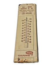 Vintage Metal Thermometer Hardware Co Max L Brown Carteret NJ Williams Toolpower picture