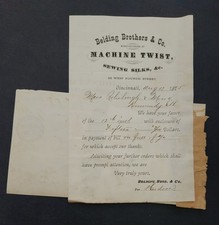 1875 antique BELDING BROS & CO cincinnati oh MACHINE TWIST SEWING SILK THREAD picture