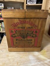 Budweiser Beer Wood Wooden Storage Crate Box Anheuser Busch Cassette VINTAGE picture