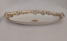 Antique Noritake Morimura Hand Painted Oval Celery/Bread Dish Tray Floral Gold picture