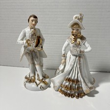 Pair Lefton Vintage 1950s China HAND PAINTED porcelain figurines VICTORIAN KW459 picture
