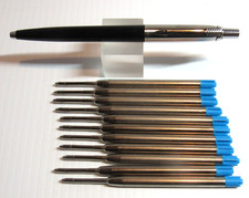 10 TERZETTI MED METAL BLUE Ballpoint refills- fit PARKER pens+FREE METAL PEN picture
