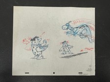 Scott Shaw Signed Fred Flintstone & Dino Original Animation Drawing Commercial picture