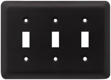 Stamped Round Triple Switch Wall Plate- Flat Black picture