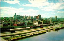 Albany NY Waterfront Postcard unused 1950s picture