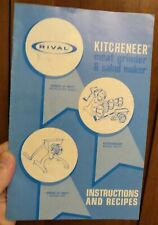 Rival Kitcheneer shred o mat models 671 & 673 Instructions and Recipes Booklet picture