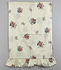 VINTAGE Floral Standard Pillow Case Ruffle Cottage Ivory Flowers Romantic Shabby picture