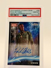 2025 Topps Marvel Studios Sapphire Paul Bettany Vision Auto Black /10 PSA 10 picture